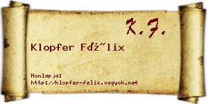 Klopfer Félix névjegykártya